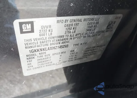 2017 GMC Acadia Sle-1 z USA, uszkodzony, nr VIN 1GKKNKLAXHZ145293